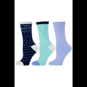 Comfort Code Women's 3-pack Holiday Microterry Double Layer Socks Blue